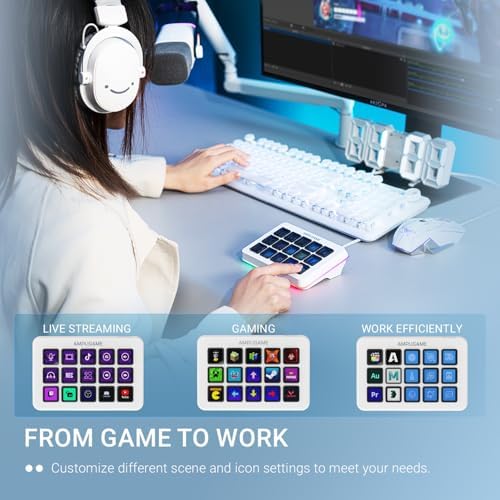 fifine D6W Gaming Macro-Keyboard with 15 Programable Display Buttons White - Image 6