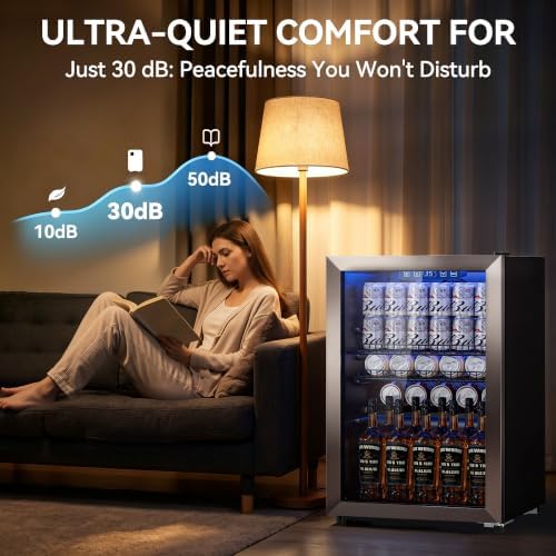 Tehanld 2.5 Cu.Ft Beverage Fridge, Glass Door Mini Fridge, Silver, 96 Can - Image 7