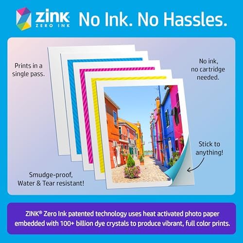 HP Sprocket 3x4 Instant Photo Printer -Kit: 20 Pack Zink Paper, case - Image 5