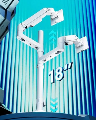 ARES WING White Ultrawide Dual Monitor Mount with USB A/C for 17 to 49 Inch - Image 3