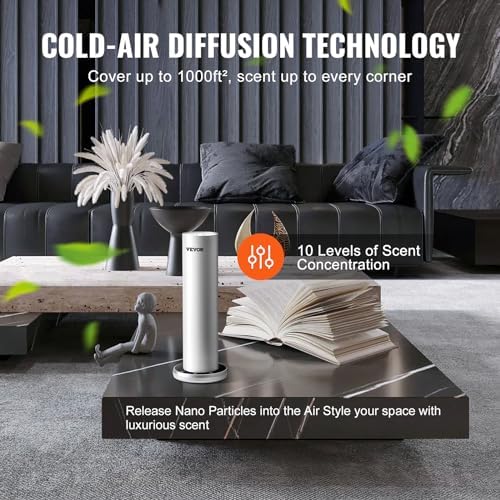 VEVOR Scent Machine for Home, 120ml Bluetooth Smart Essential Oil Diffuser with Cold Air Tech, Waterless Scent Diffuser for Spa, Yoga, Office, Hotel, Cover Up to 1000 sq.ft - Image 3