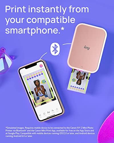 Canon Ivy 2 Mini Photo Printer, Print from Compatible iOS & Android Devices, Sticky-Back Prints, Blush Pink - Image 2