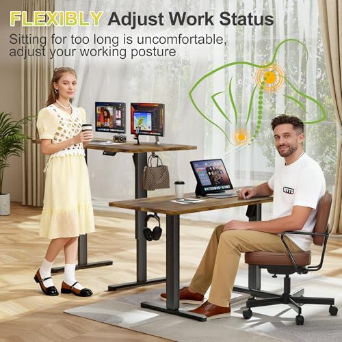 Furmax 45 Inches Electric Standing Desk, Home Office Desk with Phone Holder - Image 6