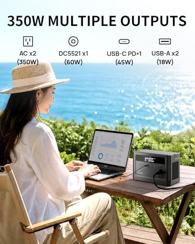 2026 Portable Power Station 700W Surge, 288Wh LiFePO4 Battery Backup, Power Bank with AC Outlet 350W/110V, Solar Generator Fast Charging for Camping Essentials, Hurricane Emergency, Home, Road Trips - Image 3