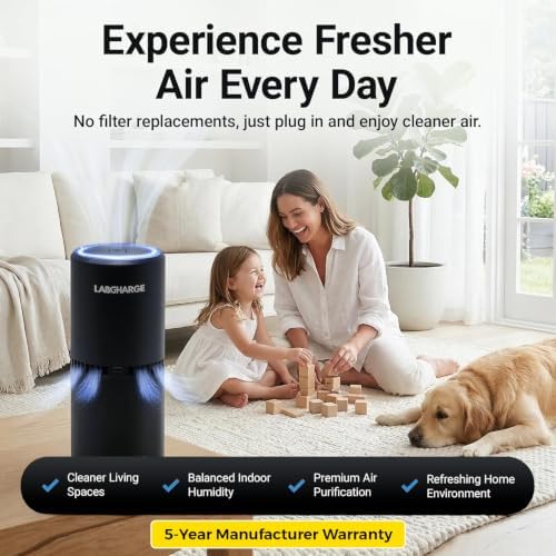 Lab Charge Small Ionic Air Purifier for Home & Bedroom – Silent HEPA Filter – Covers 250 Sq Ft - Free Cleaner for Pets, Hair, Smoke, Dust, Odors & Dander – Compact & Black Design - Image 4