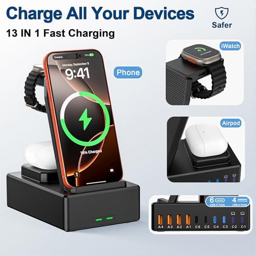 600W Charging Station for Multiple Devices Apple, Wireless Charger - Image 2