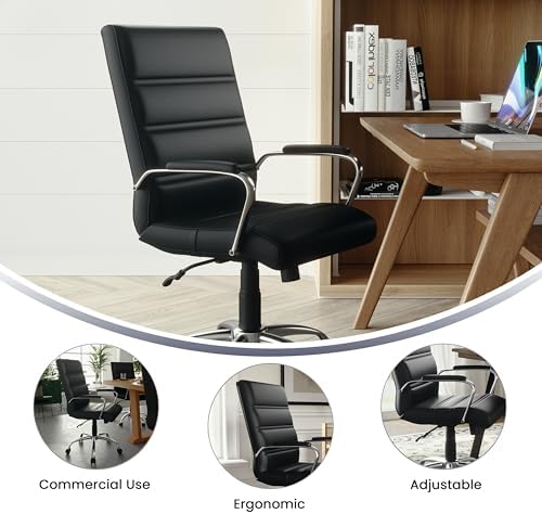 Flash Furniture Mid-Back Black LeatherSoft Executive Swivel Office Chair with Chrome Base and Arms - Image 5
