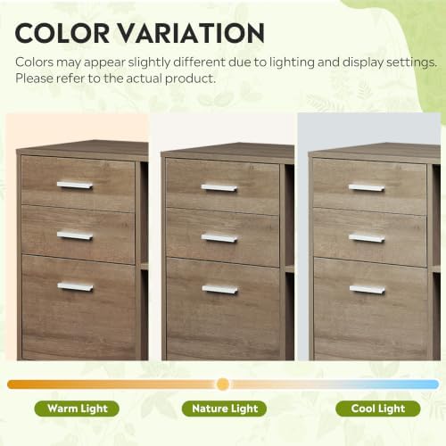 DEVAISE Wood File Cabinet, 3 Drawer Lateral Filing Cabinet, Gray Oak - Image 4