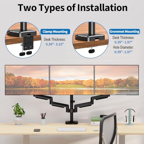 Triple Monitor Desk Mount for Computer Screens up to 32" - Image 4