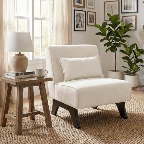 Armless Accent Chair Comfy Upholstered Modern Living Room Side Chair by womina
