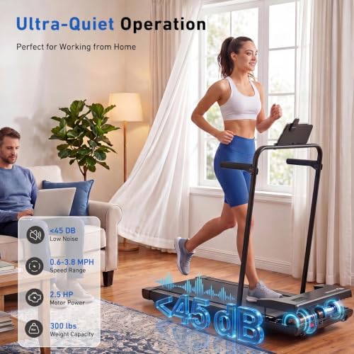 DeerRun Walking Pad Treadmill with Incline & Handle Bar - Image 5