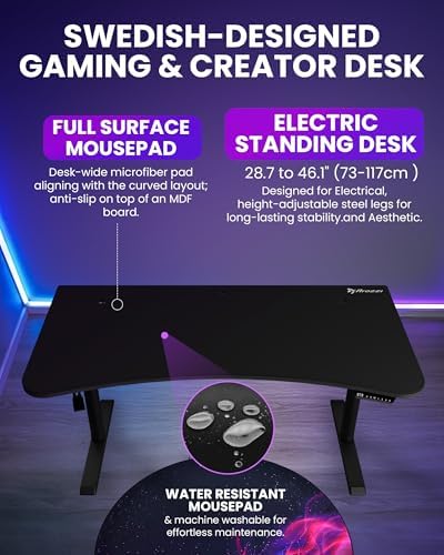 Arozzi Arena Moto Electric Standing Desk Pure Black - Image 3
