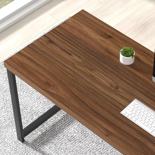 FOLUBAN 47 Inch Computer Desk, Small Home Office Desk with Storage Shelves, Industrial Writing Study Gaming Table Workstation for Living Room Bedroom, Rustic Walnut - Image 4