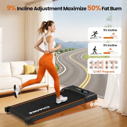 CHAOKE Walking Pad Treadmill for Home, 6.2MPH Under Desk Walking Pad with 9% Incline for Office Small Spaces, 2.75HP Quiet Running Machines, Remote Control, 330LBS Capacity, 12 HIIT Programs - Image 5