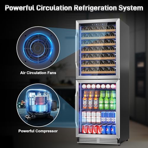 Velivi 24''Wine and Beverage Refrigerator 2 IN 1 Dual Zone Tall Wine Cooler - Image 5