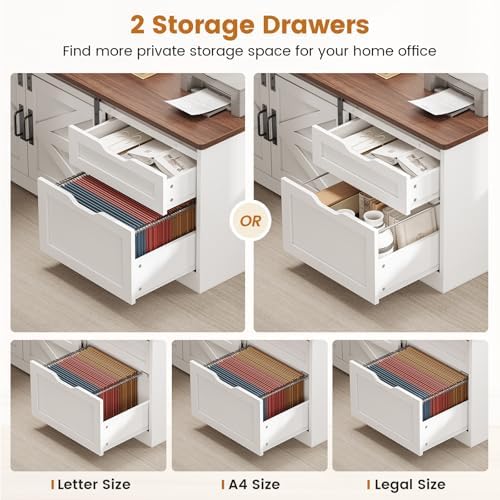 SEDETA Farmhouse 55 inch L Shaped Standing Desk with Storage Drawers - Image 6
