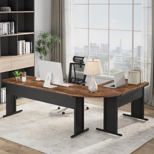 Tribesigns 83-Inch Large L Shaped Desk, Reversible Executive Office Desk, Modern Corner Computer Table Business Workstation for Home Office (Brown) - Image 3