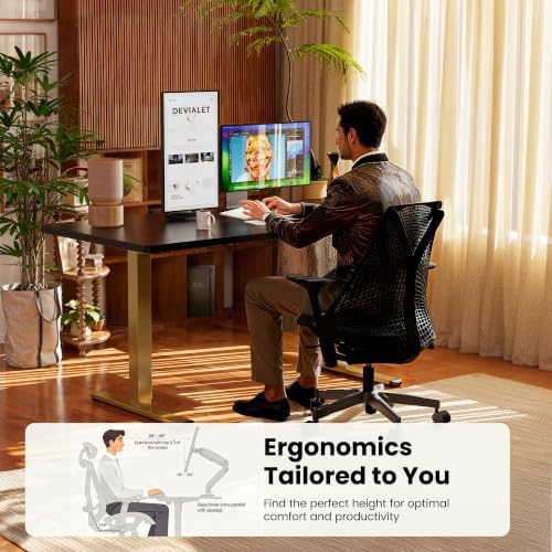 ErGear Height Adjustable Electric Standing Desk, 32 x 19 Inches Sit Stand up Desk, Memory Computer Home Office Desk, Black+Gold - Image 6