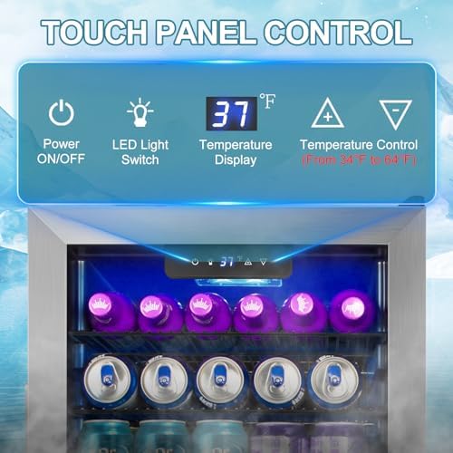 Beverage Refrigerator Mini Fridge 128can Stainless Glass Door Lock Home - Image 6