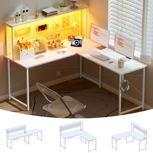 Pamray 60 Inch L Shaped Gaming Desk with Shelves and Storage by PAMRAY