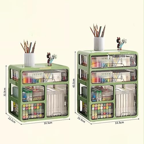 Transparent Panel Desktop Bookshelf, Polypropylene Desktop Organizer, Countertop Storage Rack Desktop Shelf, Desk Hutch Supplies Storage Shelf, Display Rack for Office, Dorm, Home(Green,44cm) - Image 2