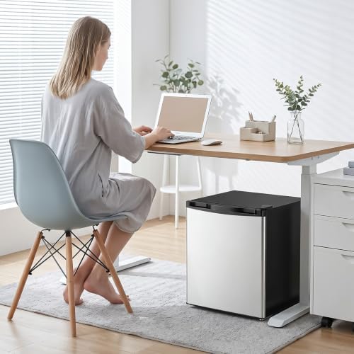 Electactic 1.6 Cu.ft Mini Fridge – Compact Reversible Door Refrigerator with Adjustable Thermostat, Ultra-Quiet Operation, Ideal for Office, Dorm, Bedroom, Apartment (Silver) - Image 6