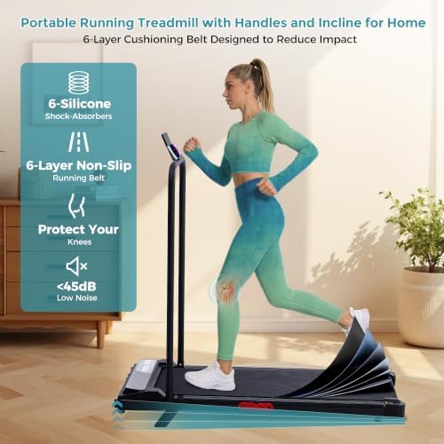 Portable Walking Pad Treadmill with Handle Bar and Incline for Home, 0.6-7.6MPH Under Desk Treadmill for Home Small, 350LBS Small Treadmills with Handles, 3.0HP Treadmills for Exercising - Image 6