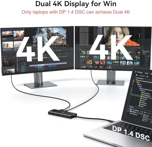 USB C Docking Station Dual Monitor for HP,Laptop Docking Station 3 Monitors - Image 3