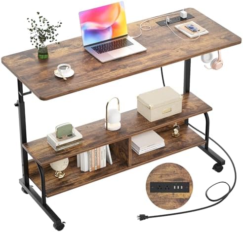 Armocity 47" Rolling Standing Desk with Charging Station for Couch Bed by Armocity