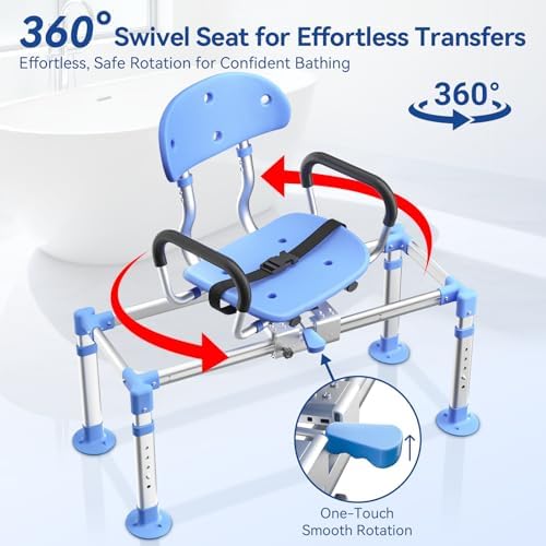KingPavonini Sliding Shower Chair Tub Transfer Bench, 550 LB Heavy Duty - Image 3