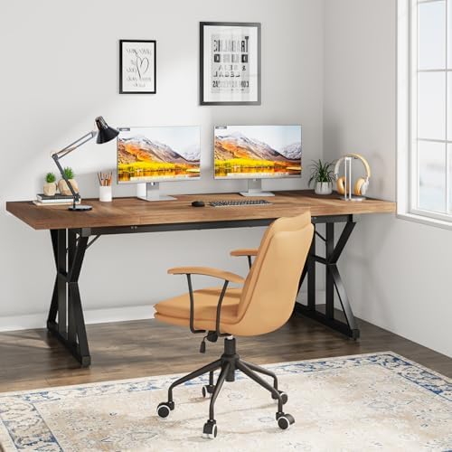 Tribesigns 70.8-Inch Executive Desk, Large Computer Office Desk Workstation, Modern Simple Style Laptop Desk Study Writing Table Business Furniture for Home Office (Light Brown, 70.8 Inch) - Image 4