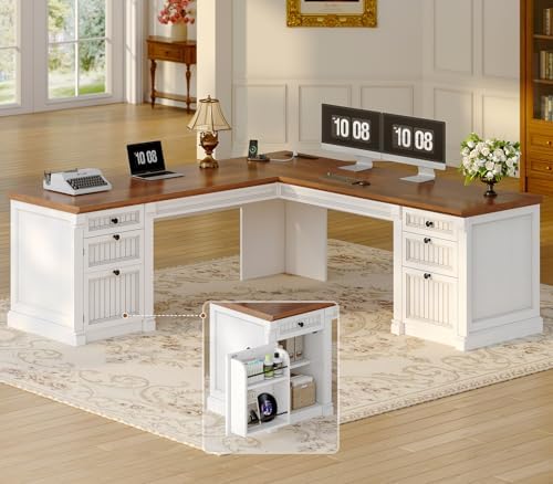 SEDETA L Shaped Office Desk with 4 Drawers Storage, 67"x67" Executive Desk by SEDETA