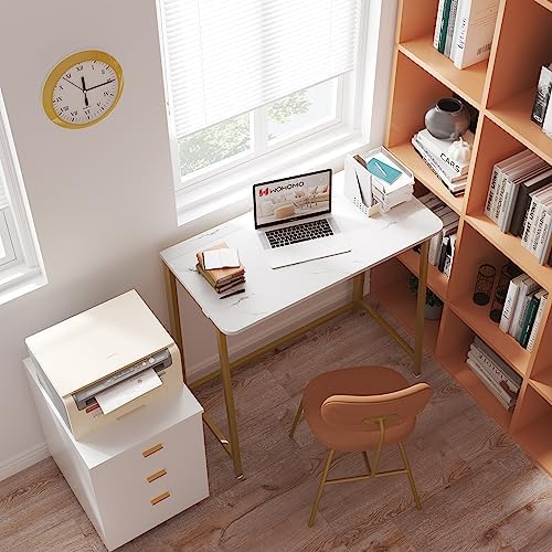 WOHOMO Folding Desk, 31.5" Foldable Computer Table for Small Spaces, Gold - Image 5