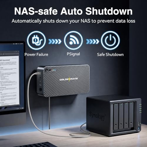 GOLDENMATE 600VA/360W Lithium UPS Battery Backup & Surge Protector, Gray - Image 3