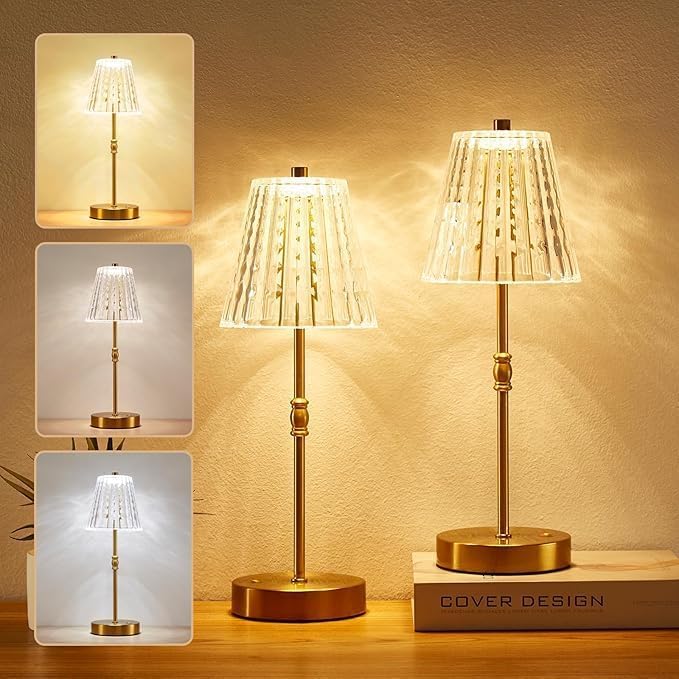SAIWEYA Cordless Table Lamp Battery Operated Touch Dimming Crystal Lamp by SAIWEYA