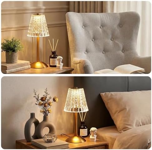 Liliful 1 Pcs Cordless Table Lamp LED Touch, Gold, Classic Style - Image 6