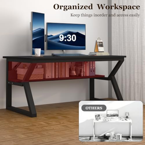 Computer Desk, Office Desk with Storage(47 x 19.7 in, Black) - Image 4