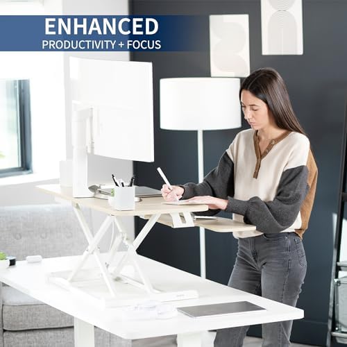 VIVO Light Wood 42 inch Standing Desk Converter, DESK-V042KF - Image 4