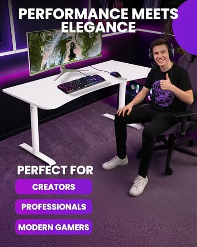 Arozzi Arena Ultrawide Curved Gaming Desk White - Image 5