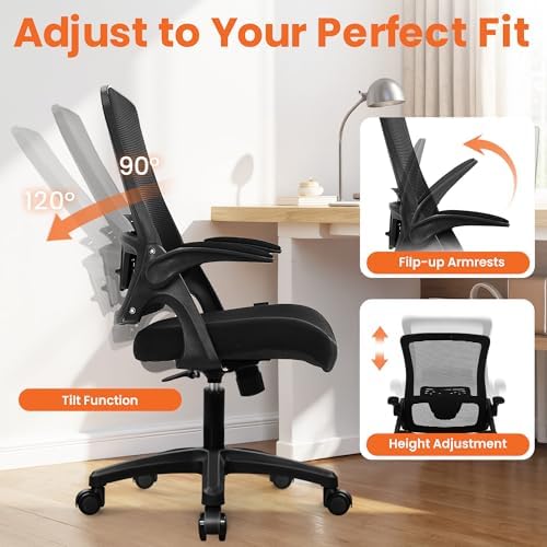 NEO CHAIR Office Desk Chair High Back Mesh Chair Adjustable Lumbar, Black - Image 6