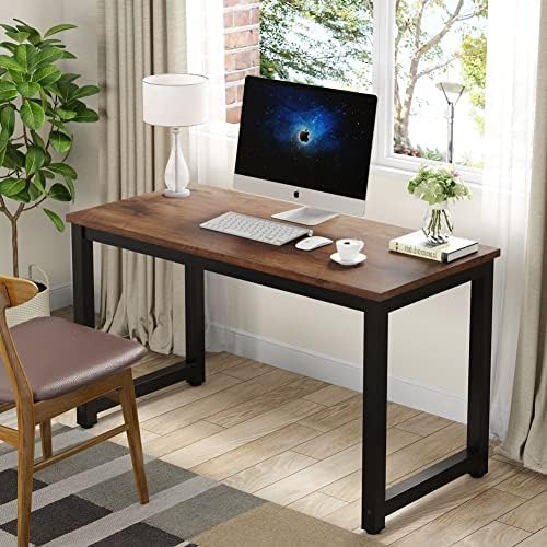 Tribesigns Modern Simple Computer Desk, 47 inch Vintage Office Desk Computer Table, Study Writing Study Desk Workstation for Home Office, Rustic Brown - Image 2
