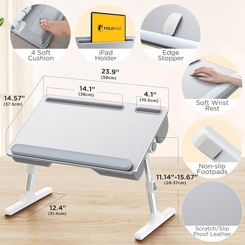 FoldWise 2-in-1 Bed & Lap Desk with Soft Cushion, Adjustable Height & Angle - Image 2