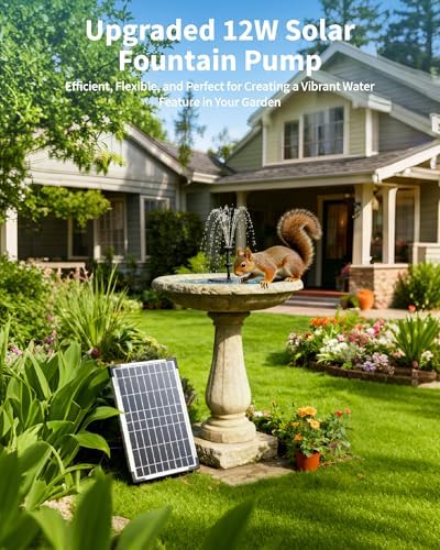 POPOSOAP Solar Fountain Pump, 12W Solar Water Pump Kit with 4200mAh Battery Backup Work All Day, 8 Nozzles & PVC Tubing, Solar Pond Pump for Bird Bath Garden Pond Fish Tank P112D - Image 2
