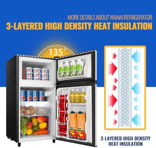 WANAI 100L Silver Mini Fridge With Freezer Compact Refrigerator for Dorm - Image 4