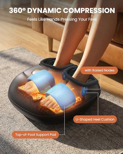 CILI 4-in-1 Foot Massager with Heat,Vibraion,Deep 3D Shiatsu,Compression,Rolling Feet Massager FSA Eligible HSA,Big Size 13" for Men Women Home Office Foot Pain Relief (Toe-Touch Control) Gifts Mom - Image 4