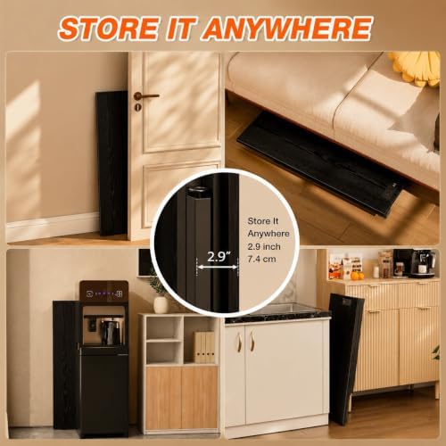 Folding Table Computer Desk - 35.8" No Assembly Folding Desk with Power Outlets & USB Charging Port, Small Desk, Foldable Office Desk, Compact Storage Portable Use for Small Space, Dark Oak - Image 5