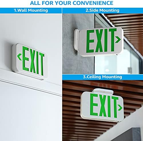TORCHSTAR 12-Pack Green Letter LED Exit Sign with Battery Backup, White - Image 4