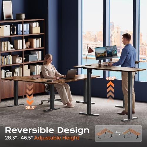 Huuger 75 x 63 Inch L Shaped Standing Desk with Power Outlets - Image 4