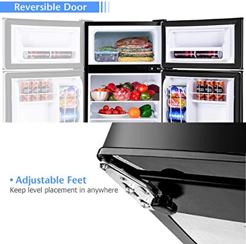 COSTWAY 3.2 Cu.ft. Mini Fridge with Freezer for Bedroom, Dorm, Office - Image 6