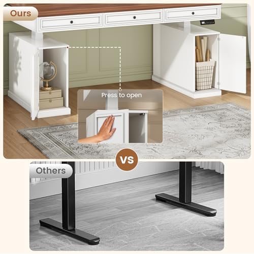 SEDETA 55.1" Farmhouse Executive Electric Standing Desk with 3 Drawers - Image 5